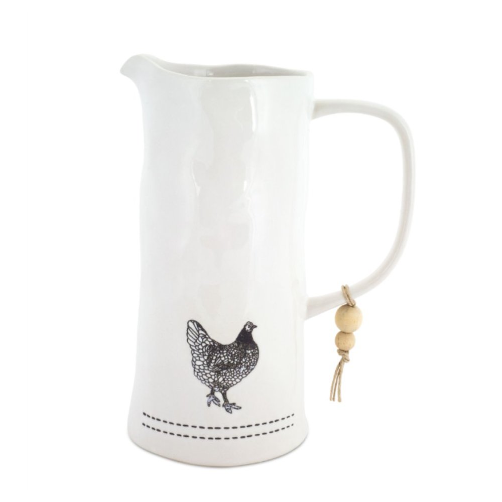 Stoneware Pitcher with Chicken Design - Picture 2 of 2